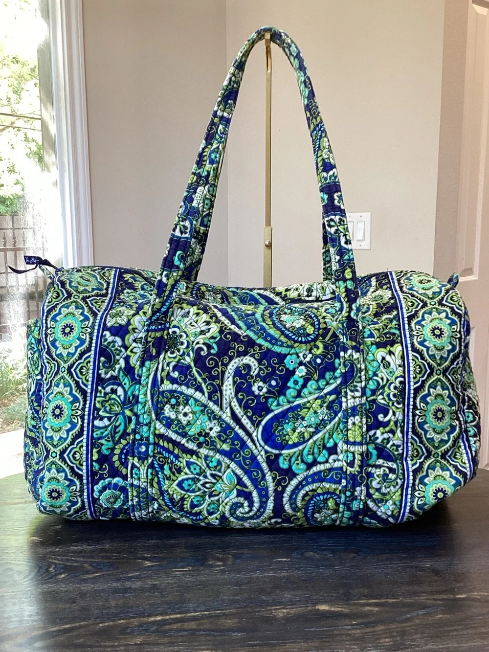 Vera Bradley Rhythm and Blues Quilted Paisley Travel Duffel - Picture 2 of 8